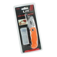Нож с выдвижным лезвием LIT LT-181800 трапеция + 5 запасных лезвий, складывающийся (12/144)