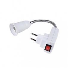 Переходник для ламп LED (E27 в 220В) Ecola гибкий 300мм,с выкл.Белый